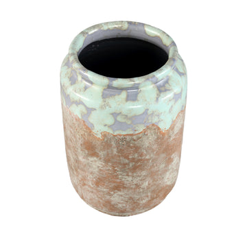 Topf – Rund Form, Terrakotta Optik, Blau Glasiert, L - Breffni | PTMD