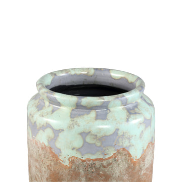 Topf – Rund Form, Terrakotta Optik, Blau Glasiert, L - Breffni | PTMD