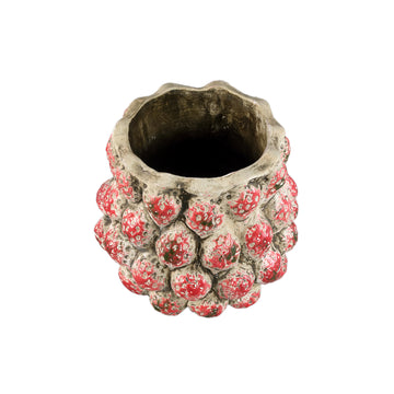 Pot – Red Color, Round Shape, Strawberry Motif, Terracotta, L – Fruitsy | PTMD