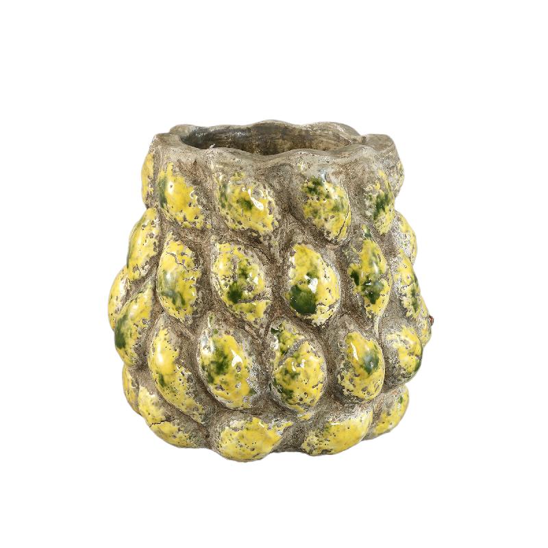 Pot – Lemon Finish, Round Shape, Yellow Color, Terracotta Ceramic, S – Fruitsy | PTMD