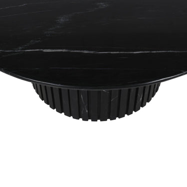 Couchtisch – Marmor, rund, schwarz, geriffelter Sockel, – Neelim | PTMD