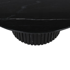 Couchtisch – Marmor, rund, schwarz, geriffelter Sockel, – Neelim | PTMD