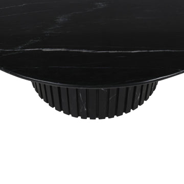 Couchtisch – Marmor, rund, schwarz, geriffelter Sockel, – Neelim | PTMD