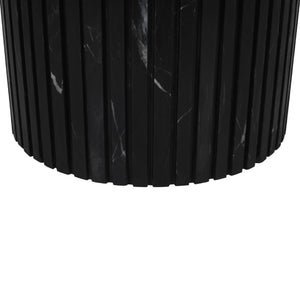 Couchtisch – Marmor, rund, schwarz, geriffelter Sockel, – Neelim | PTMD