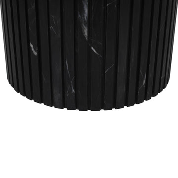 Couchtisch – Marmor, rund, schwarz, geriffelter Sockel, – Neelim | PTMD