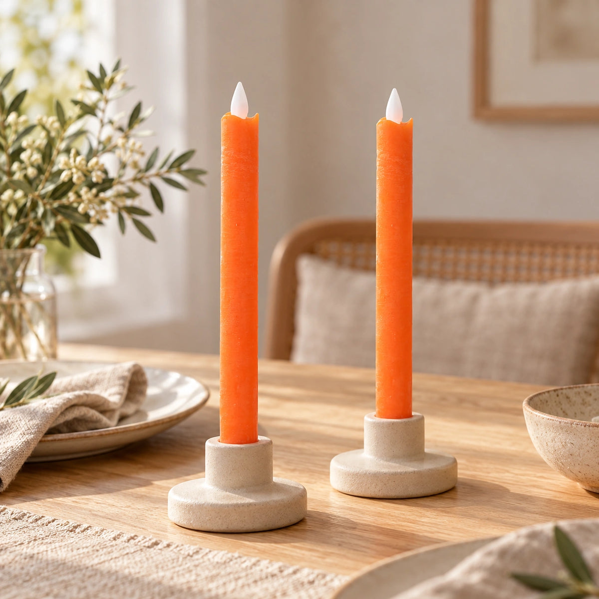LED taper candle with moving flame and timer function battery operated - Led | PTMD