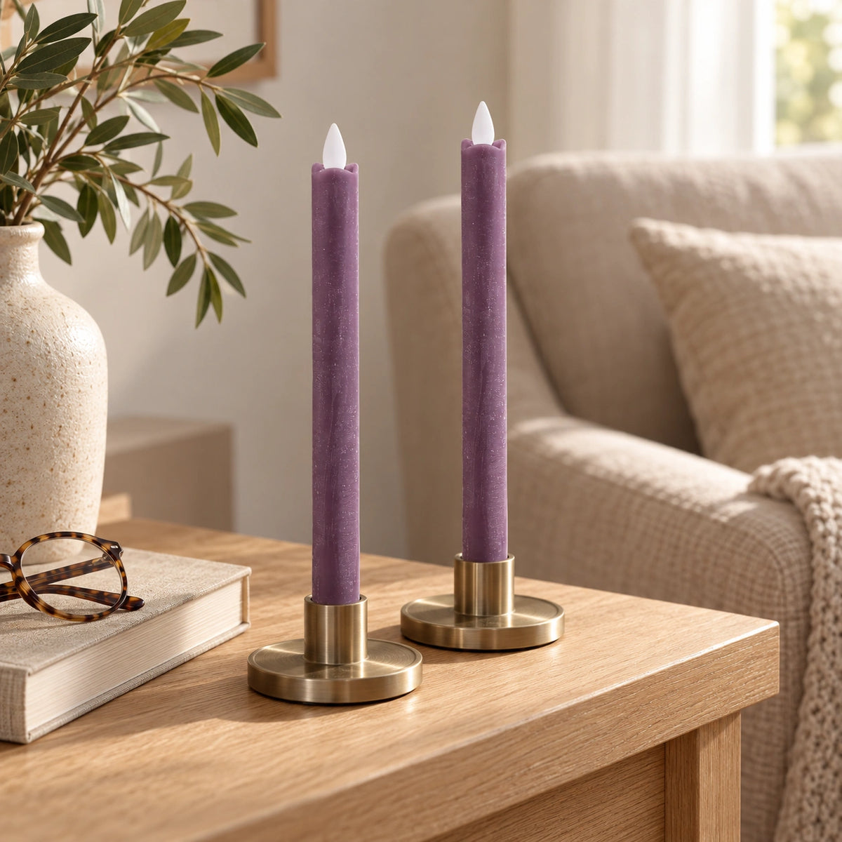 LED taper candle with moving flame and timer function battery operated - Led | PTMD