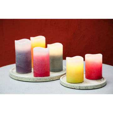 LED Kerze – Ombre Farbeffekt, Rosa Farbe, Flackernde Flamme, S | PTMD