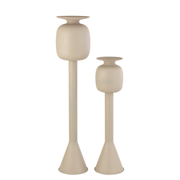 Topf - Eisenmaterial, langer Sockel, rund, Creme, L – Dainah | PTMD