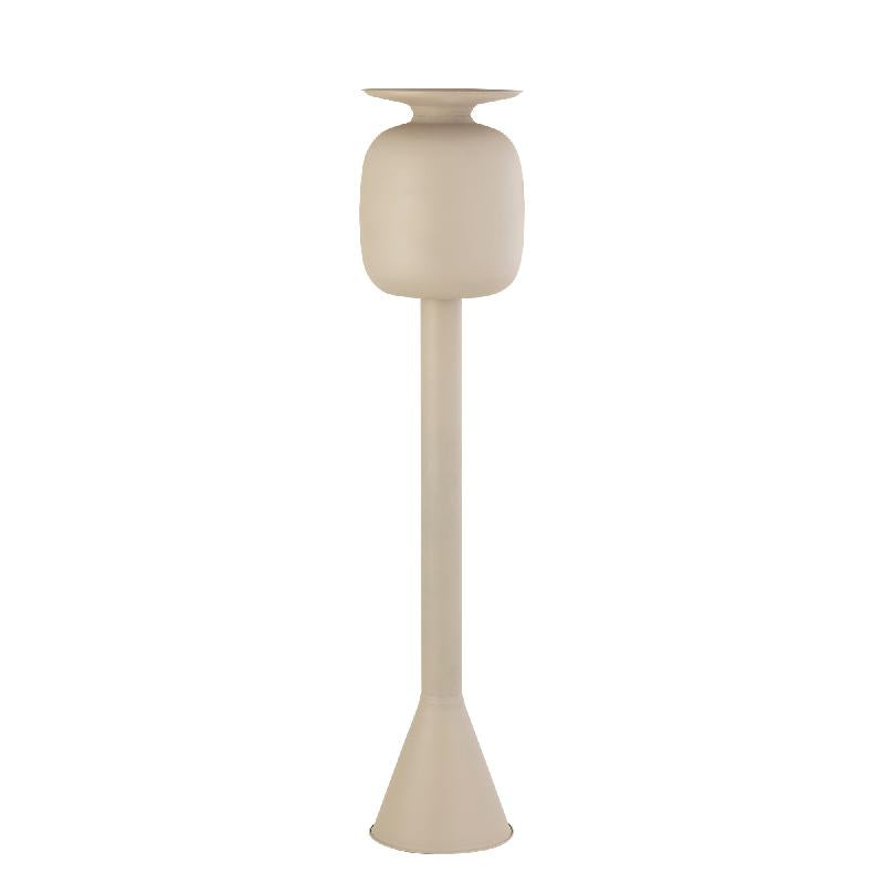 Topf - Eisenmaterial, langer Sockel, rund, Creme, L – Dainah | PTMD