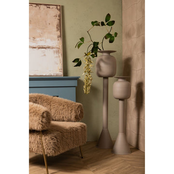 Topf - Eisenmaterial, langer Sockel, rund, Creme, S – Dainah | PTMD