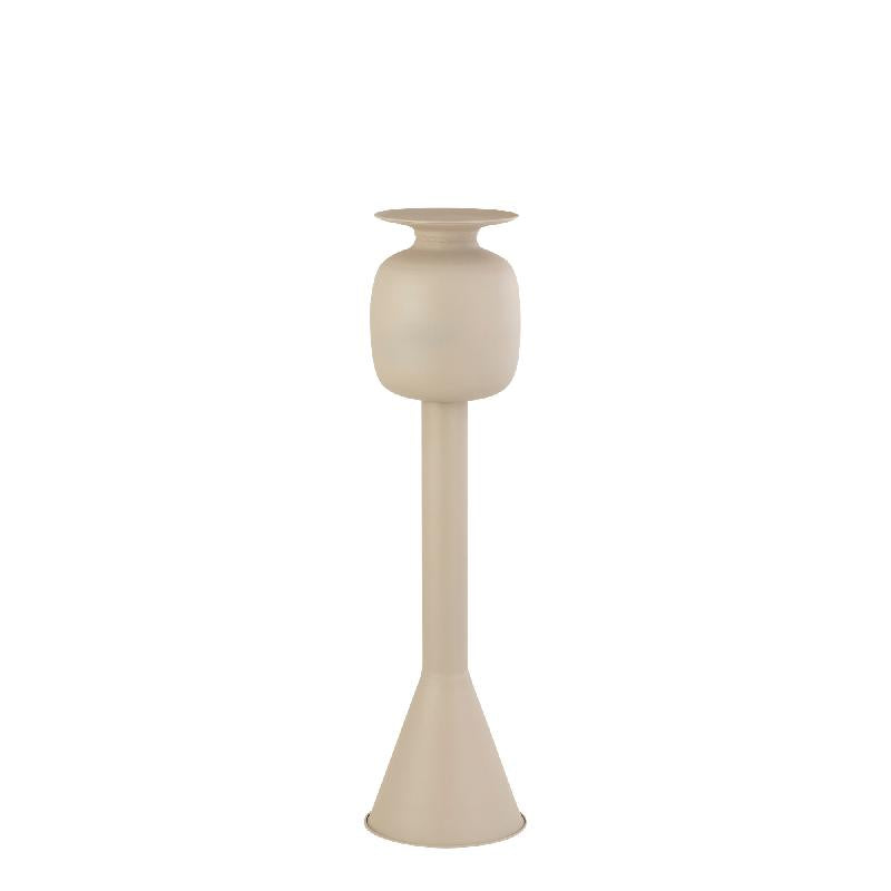 Topf - Eisenmaterial, langer Sockel, rund, Creme, S – Dainah | PTMD