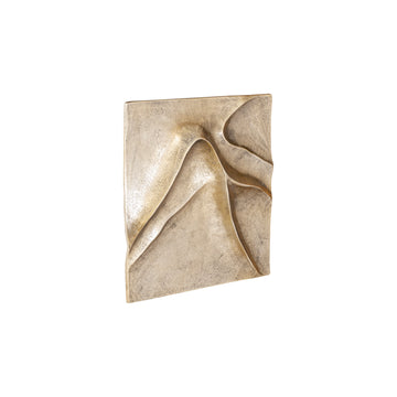 Wandpaneel aus gegossenem Aluminium in Goldoptik mit Wellenlinien-Design, S – Gihan | PTMD