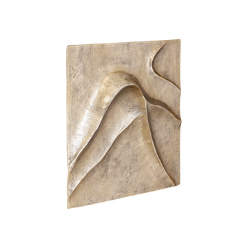 Wandpaneel aus gegossenem Aluminium in Goldoptik mit Wellenlinien-Design, M – Gihan | PTMD