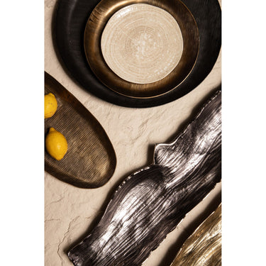 Schale – Wellen Design, Organische Form, Aluminium Material, Schwarz, S – Lukne | PTMD