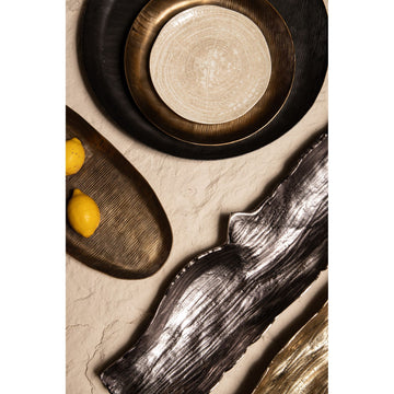 Schale – Wellen Design, Organische Form, Aluminium Material, Schwarz, L – Lukne | PTMD