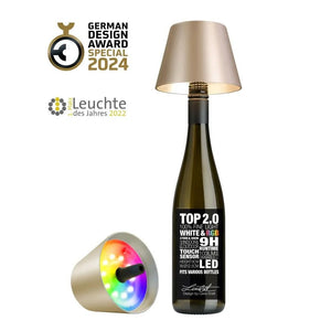 Flaschenlampe Kunststoffgehäuse warmweiße LED stufenlos dimmbar wiederaufladbar – TOP 2.0 | Sompex - Esszett Luxury | Stilvolles Wohnen mit Charakter