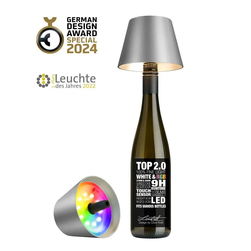 Bottle light with integrated LED technology & rechargeable battery – TOP 2.0 | Sompex