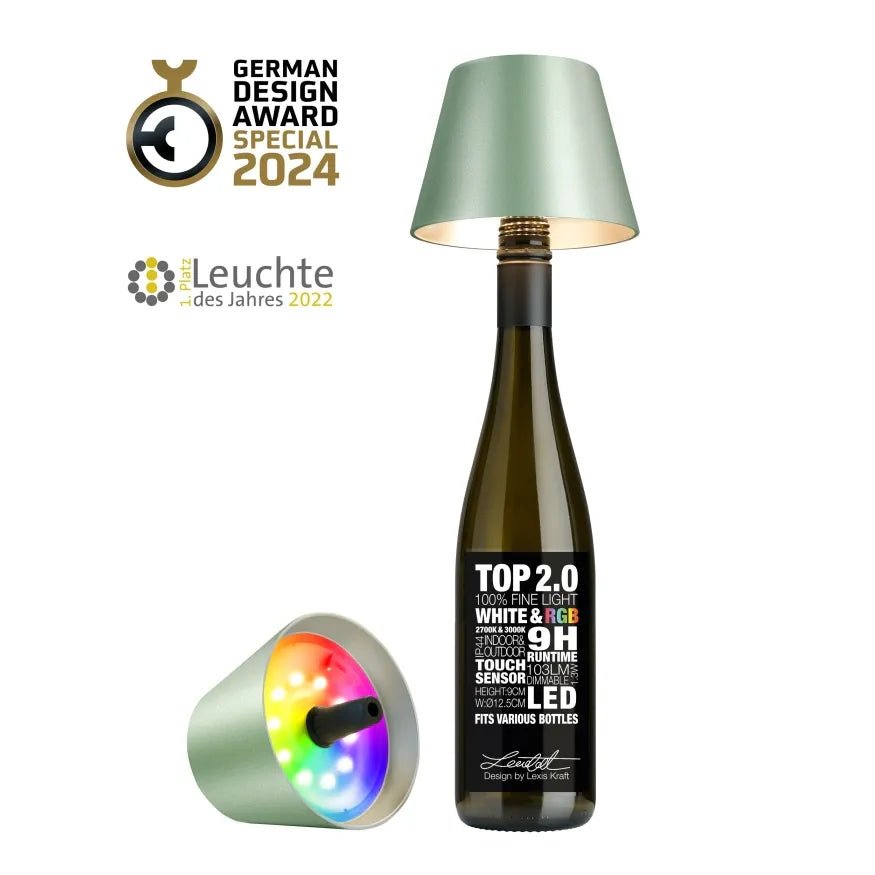 Bottle light with integrated LED technology & rechargeable battery – TOP 2.0 | Sompex