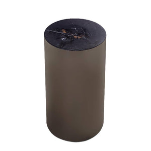 Beistelltisch – Versteinertes Holz, Nickel Basis, Rundes Design – Rillix | PTMD