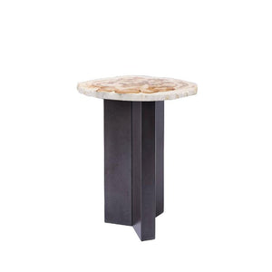 Side Table – Petrified Wood, Turned Base, Natural Finish – Jisse | PTMD