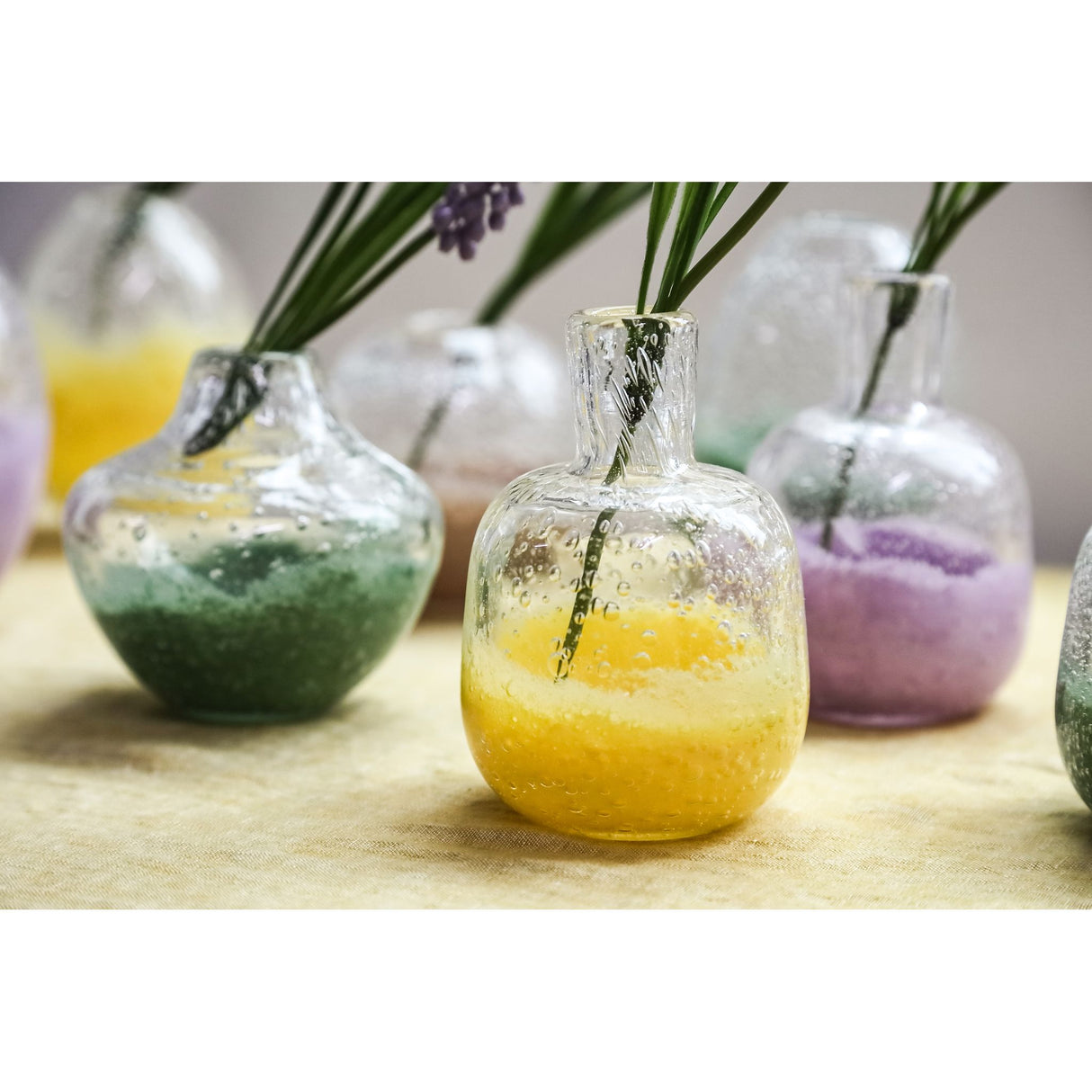 Glass Vase - Solid Glass, Green Shade, Tall Form - Enrikas | PTMD