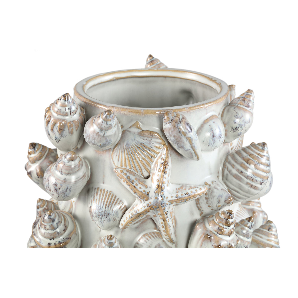Pot – Shell Design, Round Shape, Cream Color, Ceramic Material, XL – Prince | PTMD