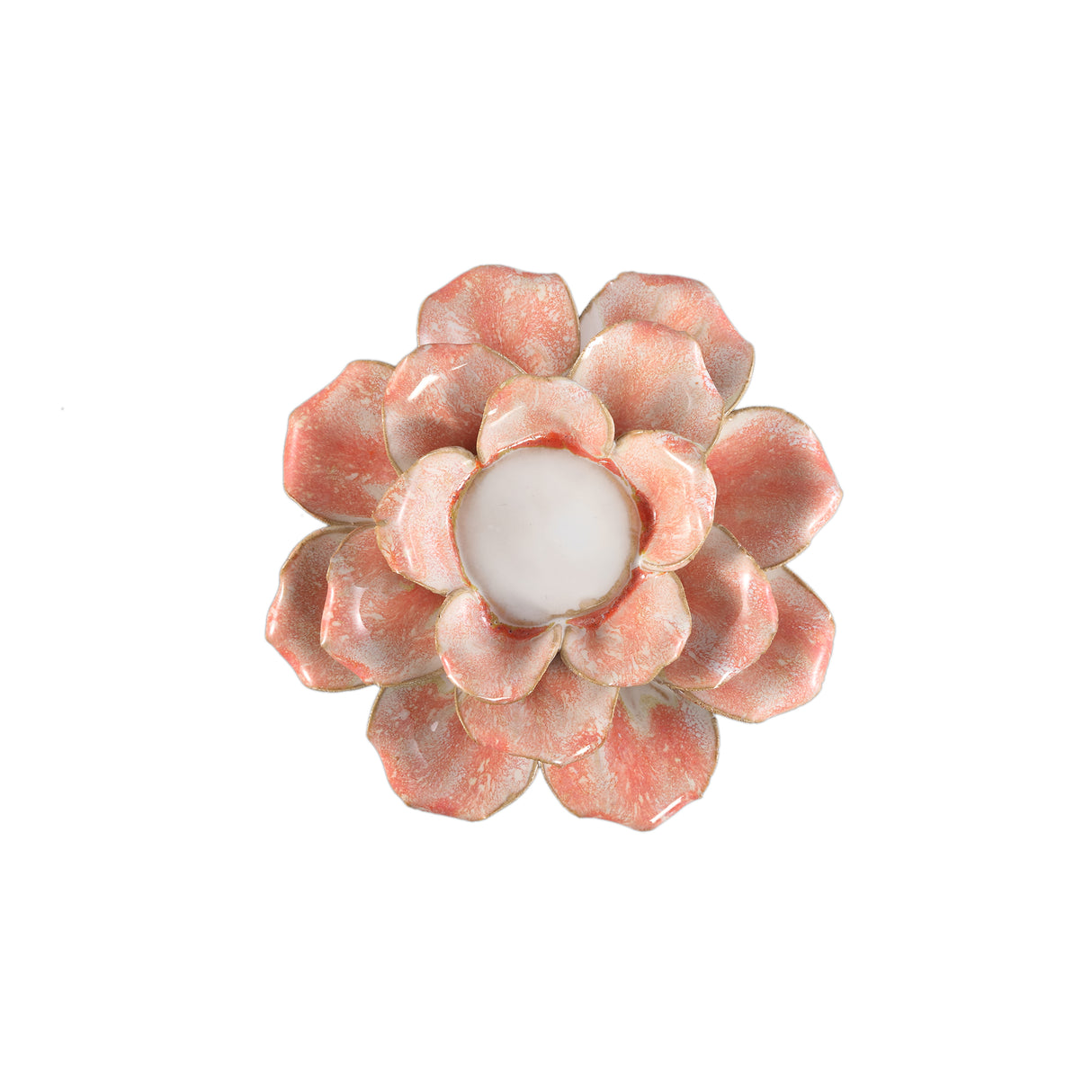 Teelichthalter – Keramik Material, Orange Ton, Blumen Form, A – Cleorae | PTMD