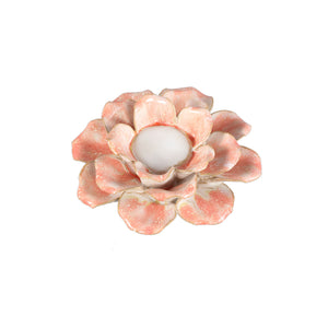 Teelichthalter – Keramik Material, Orange Ton, Blumen Form, A – Cleorae | PTMD
