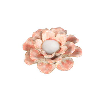Tealight holder - ceramic material, orange tone, flower shape, A - Cleorae | PTMD
