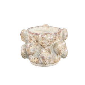 Pot - Cream, Rough surface, Heart motif, Low shape, Ceramic, S - Valentine | PTMD