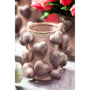 Topf – Rosa Farbe, Herzmotiv, Niedrige Form, Keramik, M – Valentin | PTMD