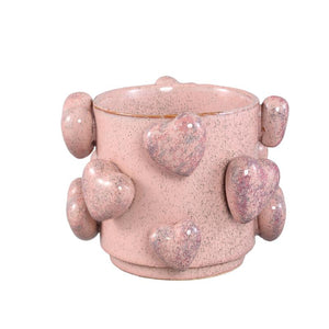 Topf – Rosa Farbe, Herzmotiv, Niedrige Form, Keramik, M – Valentin | PTMD