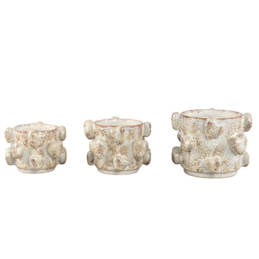 Pot – Cream, Rough surface, Heart motif, Low shape, Ceramic, L – Valentine | PTMD