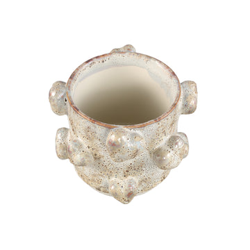 Pot – Cream, Rough surface, Heart motif, Low shape, Ceramic, L – Valentine | PTMD