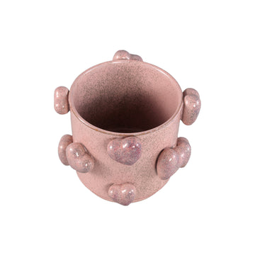 Pot – Pink, Heart Motif, Low, Ceramic, L – Valentin | PTMD