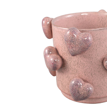 Pot – Pink, Heart Motif, Low, Ceramic, L – Valentin | PTMD