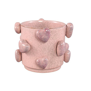 Pot – Pink, Heart Motif, Low, Ceramic, L – Valentin | PTMD