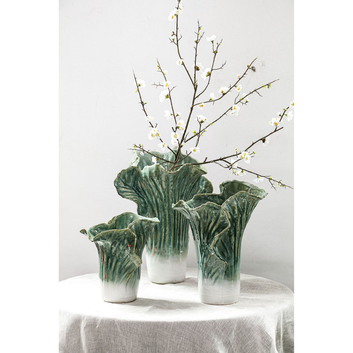 Pot – Green, Cabbage Shape, Textured Surface, Ceramic, M – Swing | PTMD