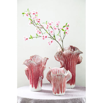 Pot – Pink Color, Cabbage Shape, Structured Surface, Ceramic, M – Swing | PTMD