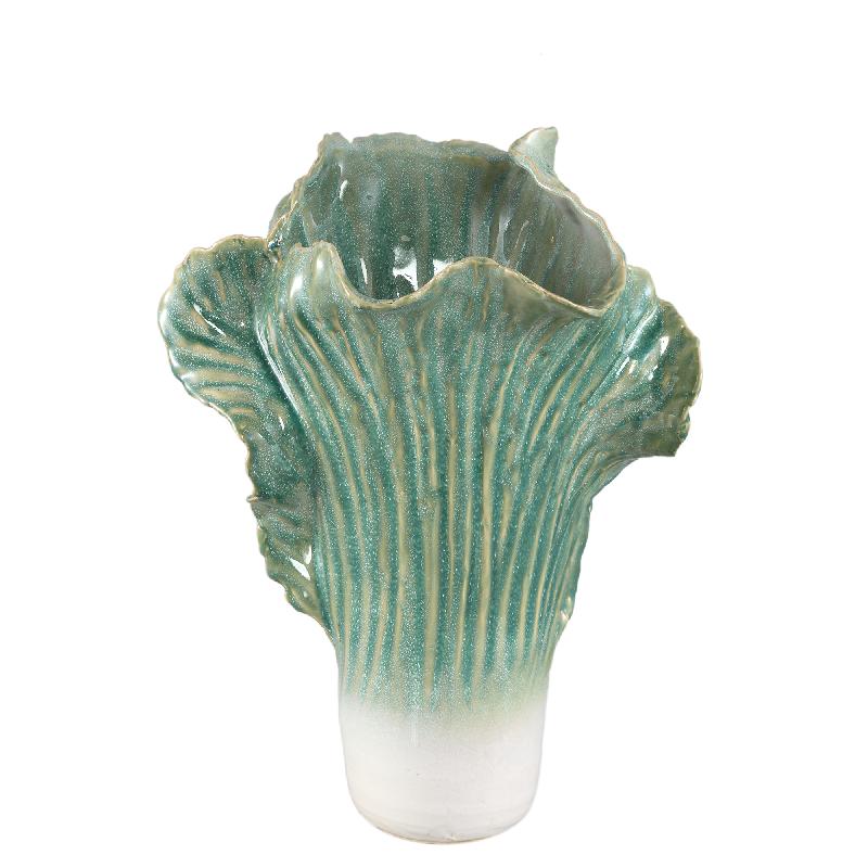 Pot – Green, Cabbage Shape, Textured Surface, Ceramic, L – Swing | PTMD