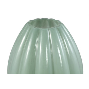 Vase – Gerippte Struktur, Milchglas Material, Grün, Kleiner Rand, L – Syamer | PTMD
