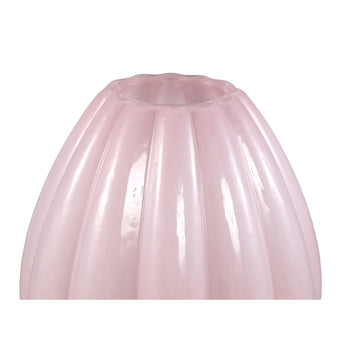 Vase – Gerippte Struktur, Milchglas Material, Rosa, Mit Fuß , L– Syamer | PTMD