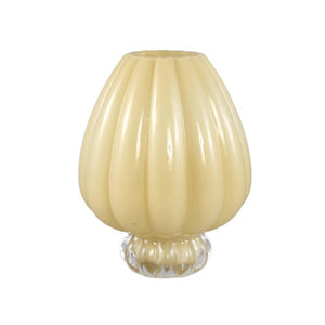 Vase – Gerippte Struktur, Milchglas Material, Creme, Mit Fuß, L – Syamer | PTMD