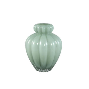 Vase – Green Milk Glass, Ribbed Surface, Small Rim, S – Syamer | PTMD