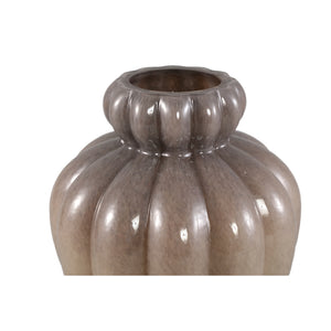Vase – Brown Frosted Glass, Ribbed Surface, Small Rim, L – Syamer | PTMD