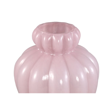 Vase – Gerippte Struktur, Milchglas Material, Rosa, Kleiner Rand,L – Syamer | PTMD