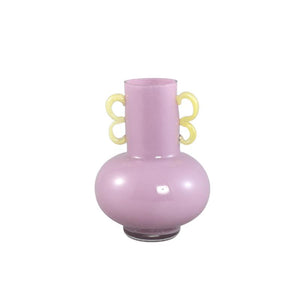 Vase – Purple Glass, Yellow Handles, Round Shape – Mobeen | PTMD