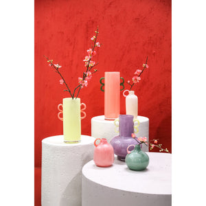 Vase – Purple Glass, Yellow Handles, Round Shape – Mobeen | PTMD