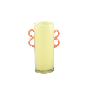 Vase – Yellow Glass, Orange Handle, Round Shape – Mobeen | PTMD
